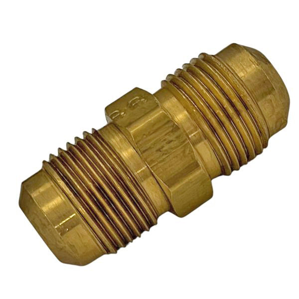 Brass SAE 45° flare union fitting, male flare both ends, tube-to-tube connector