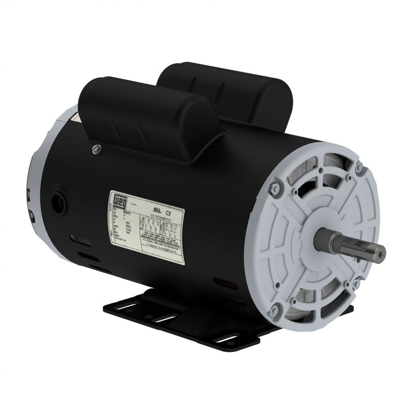 Weg Rolled Steel Compressor Duty Motor 2 HP 2P 56H 1Ph 115/208-230 V 60 Hz IC01 - ODP - Foot-mounted