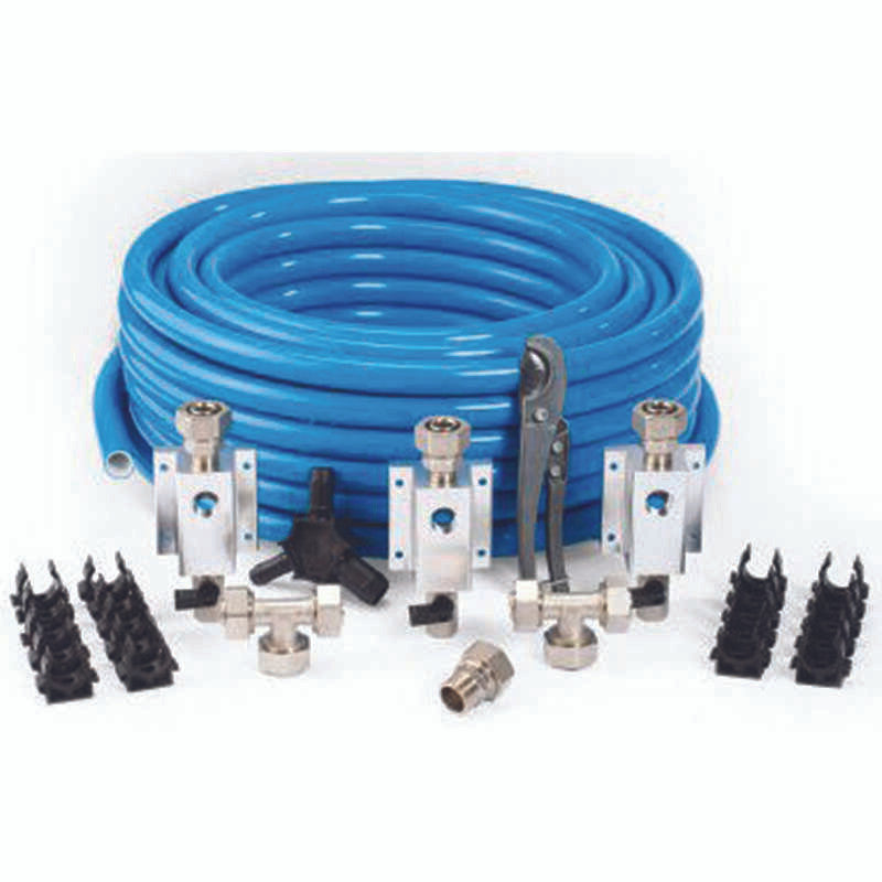 RapidAir MaxLine 1 inch Master Kit — semi-flexible compressed air tubing with aluminum outlets, fittings, clips and tools
