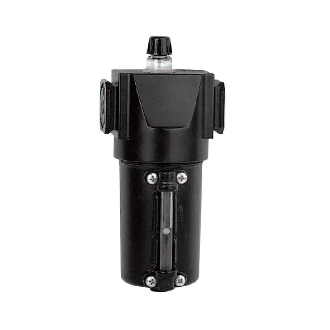 Arrow Pneumatics mid-flow air line lubricator with 10 oz black metal bowl and sight glass