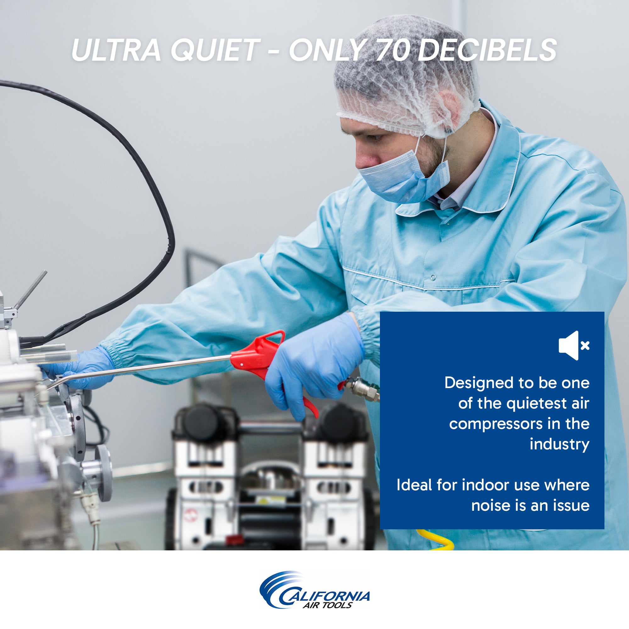 California Air Tools 2.0 Hp, 10.0 Gal. Steel Tank Ultra Quiet & Oil-Free Air Compressor with Air Drying System (220V 60Hz)