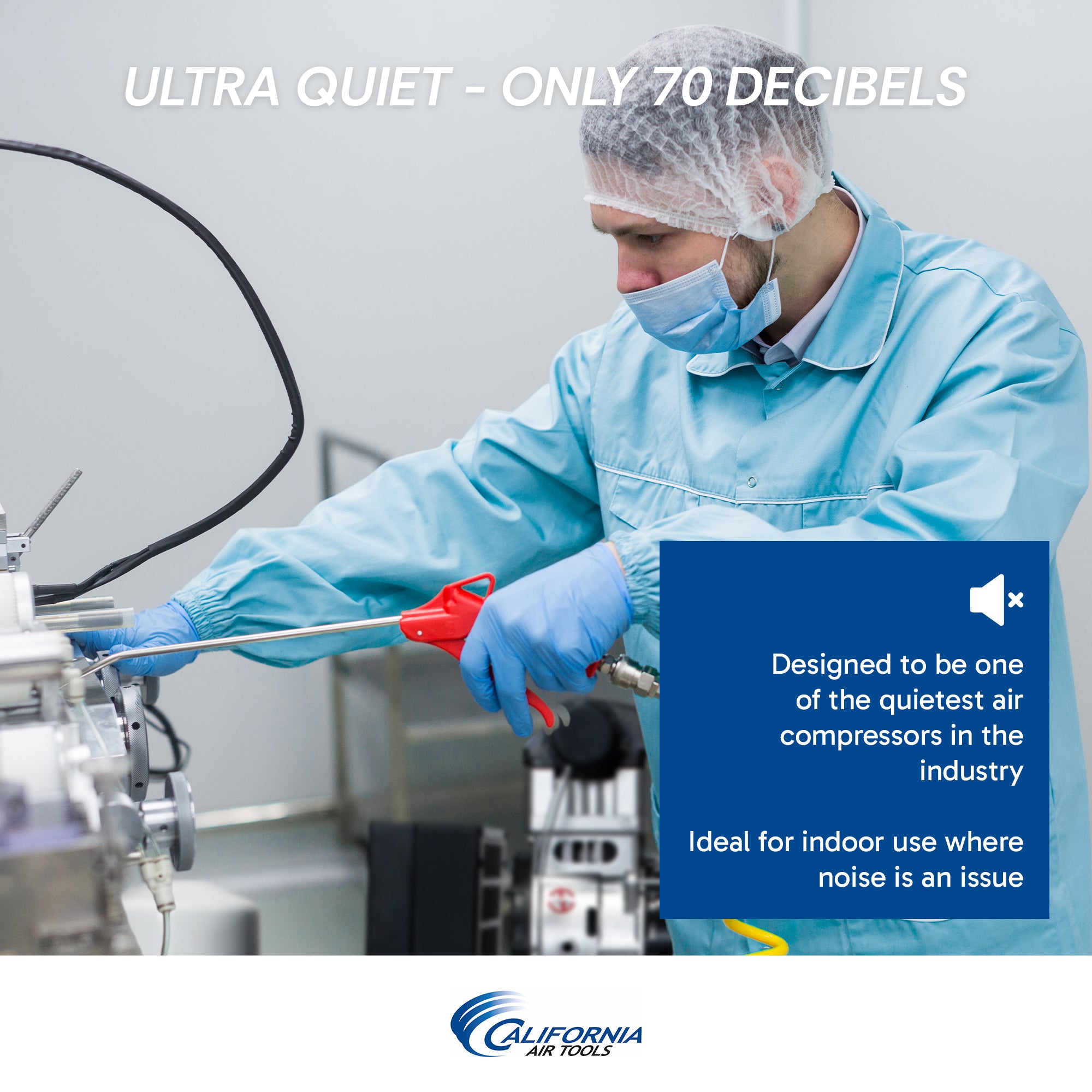 California Air Tools 2.0 Hp, 10.0 Gal. Steel Tank Ultra Quiet & Oil-Free Air Compressor with Air Drying System 220v 60hz | CAT-10020HDCADC-22060