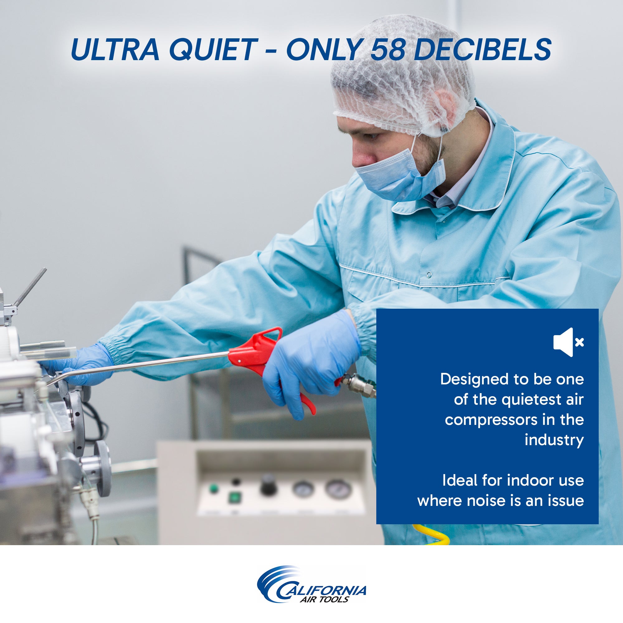 California Air Tools 2.0 Hp 10.0 Gal. Steel Tank Ultra Quiet & Oil-Free Air Compressor in Sound Proof Cabinet