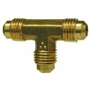 Brass SAE 45 degree flare equal union tee, male flare, 3-way