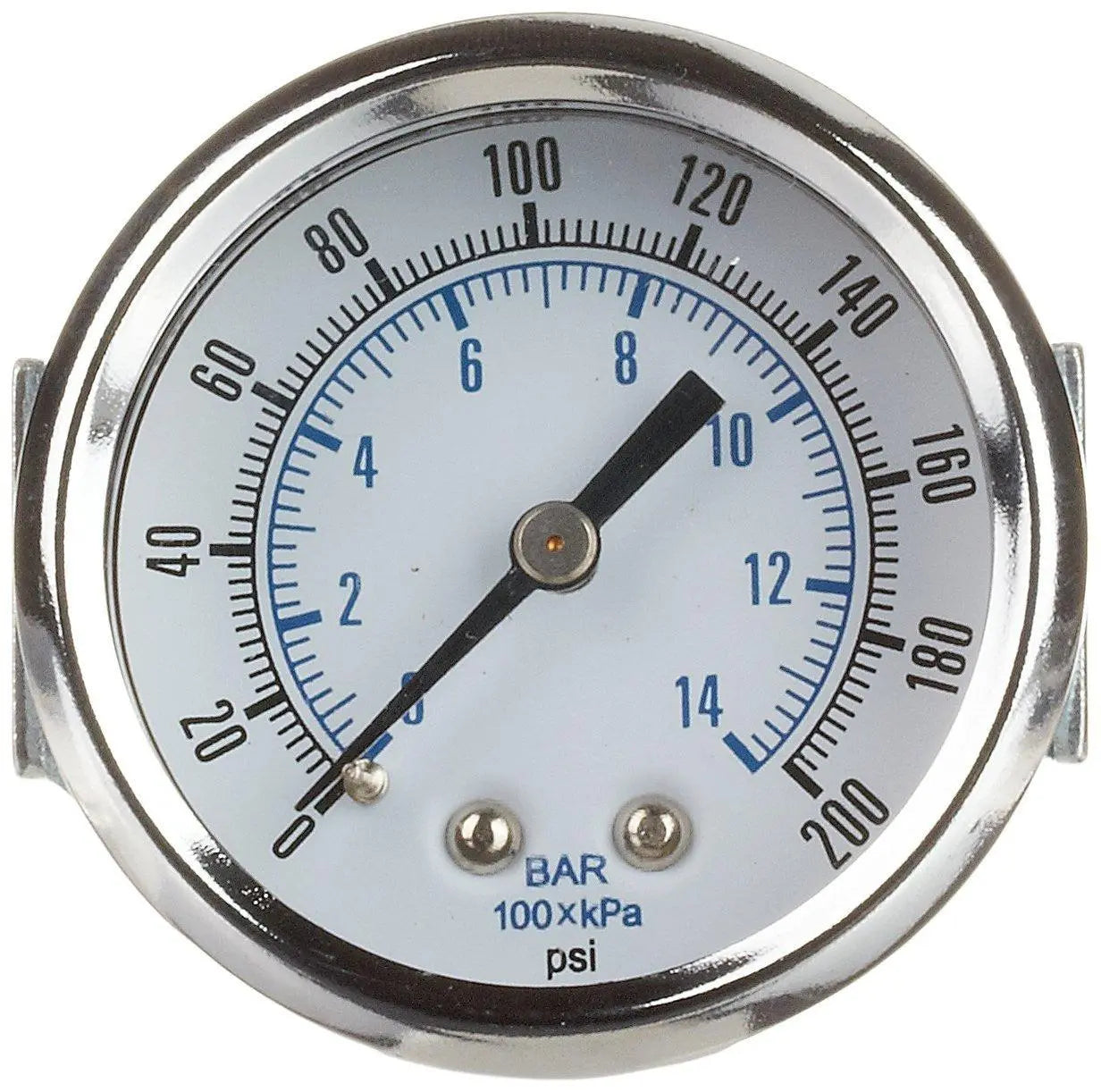 Warthog 3-1/2 inch chrome dry utility pressure gauge, U-clamp panel mount, 1/4 inch NPT center back