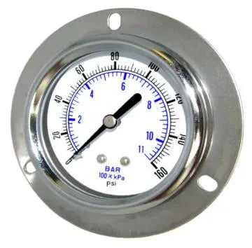 Warthog 2 inch front flange panel mount dry utility pressure gauge, 1/8 inch NPT