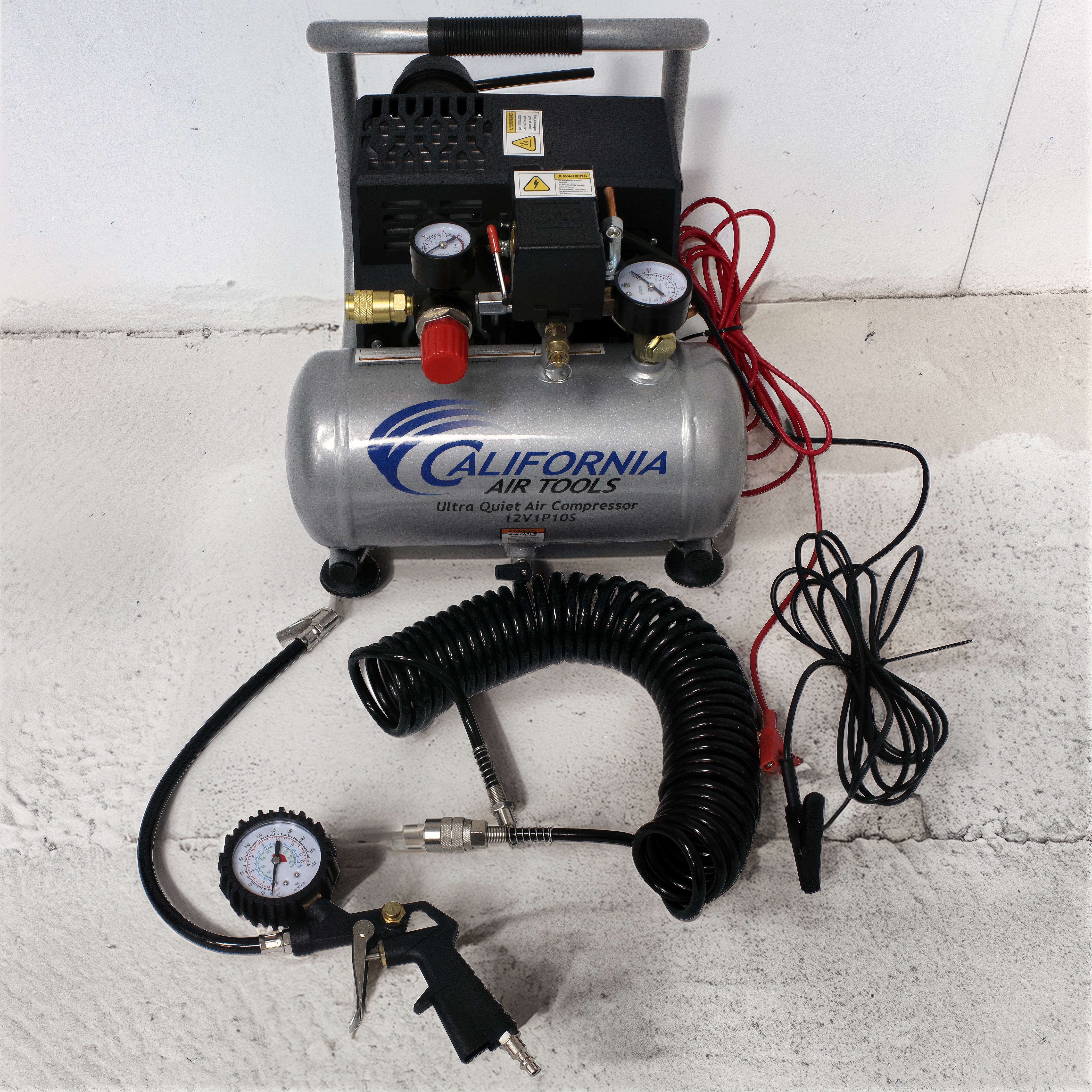 California Air Tools .12 Volt, 1.0 Gal. Steel Tank Portable Light & Quiet Air Compressor | 12V1P10S