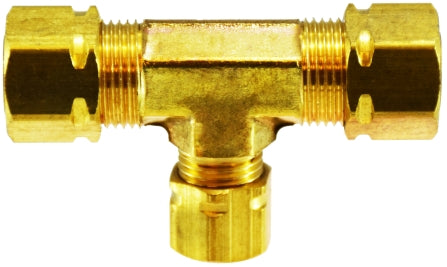 Brass captive sleeve equal tee compression fitting