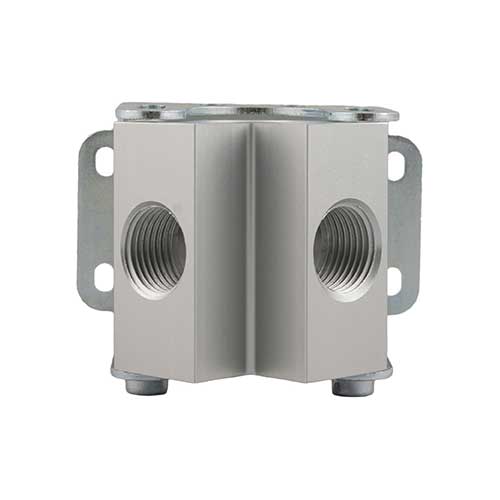 Champion Quick-Lock two port aluminum outlet manifold with wall mounting flanges