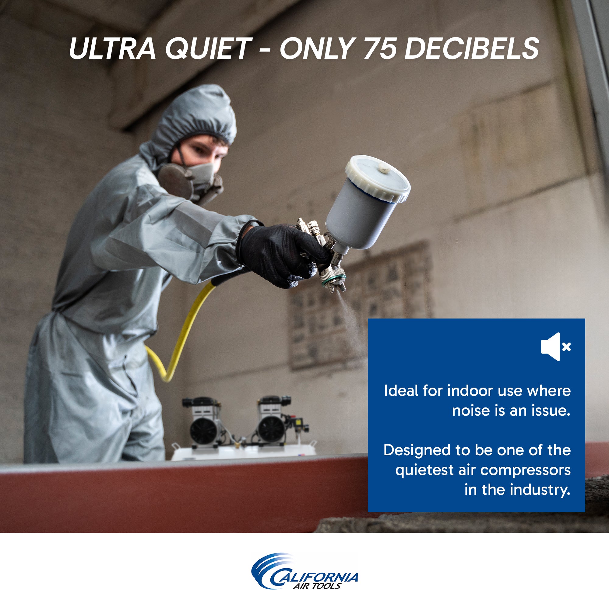 California Air Tools 4.0 Hp, 20.0 Gal. Steel Tank Ultra Quiet & Oil-Free Air Compressor with Auto Drain Valve | CAT-20040CAD