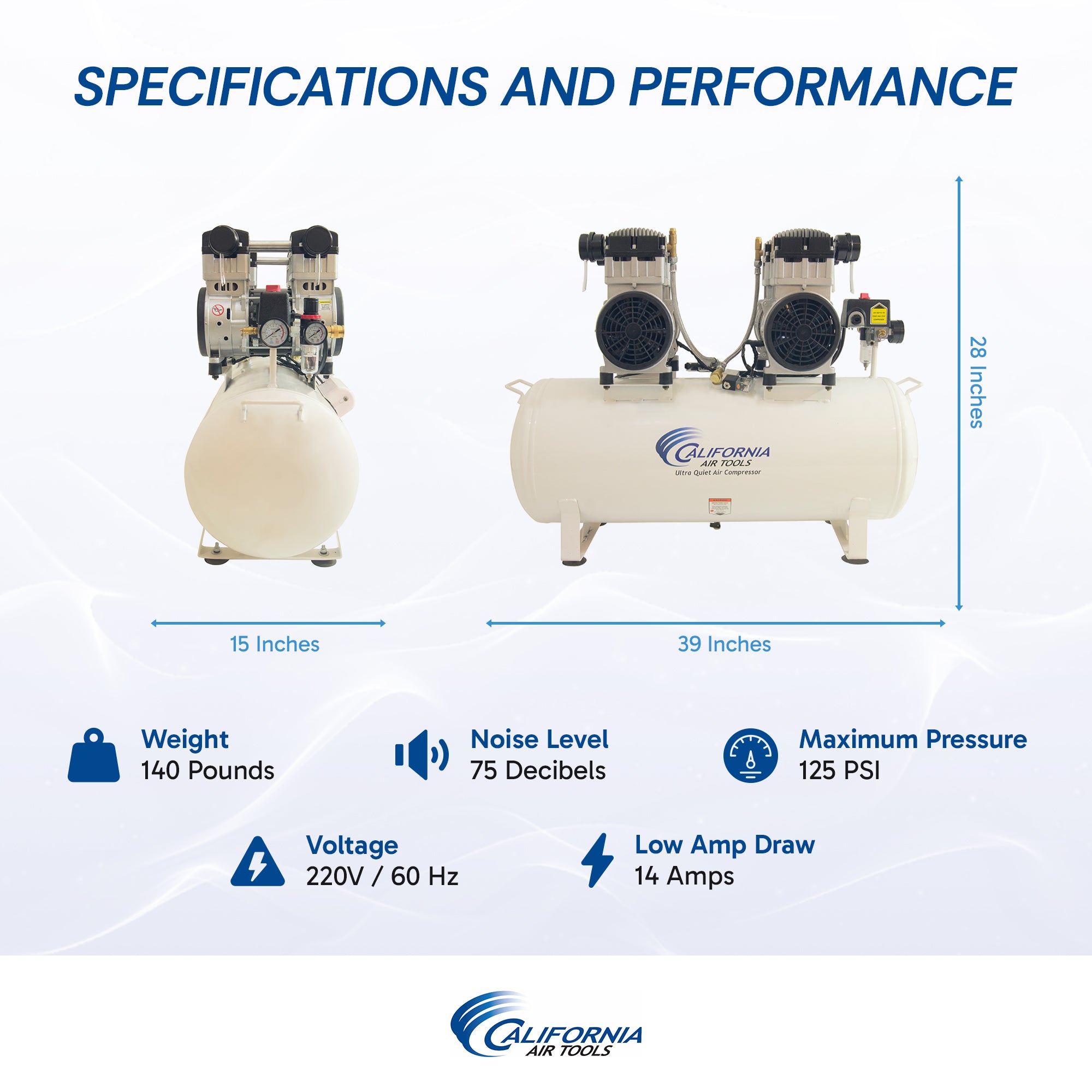 California Air Tools 4.0 Hp, 20.0 Gal. Steel Tank Ultra Quiet & Oil-Free Air Compressor