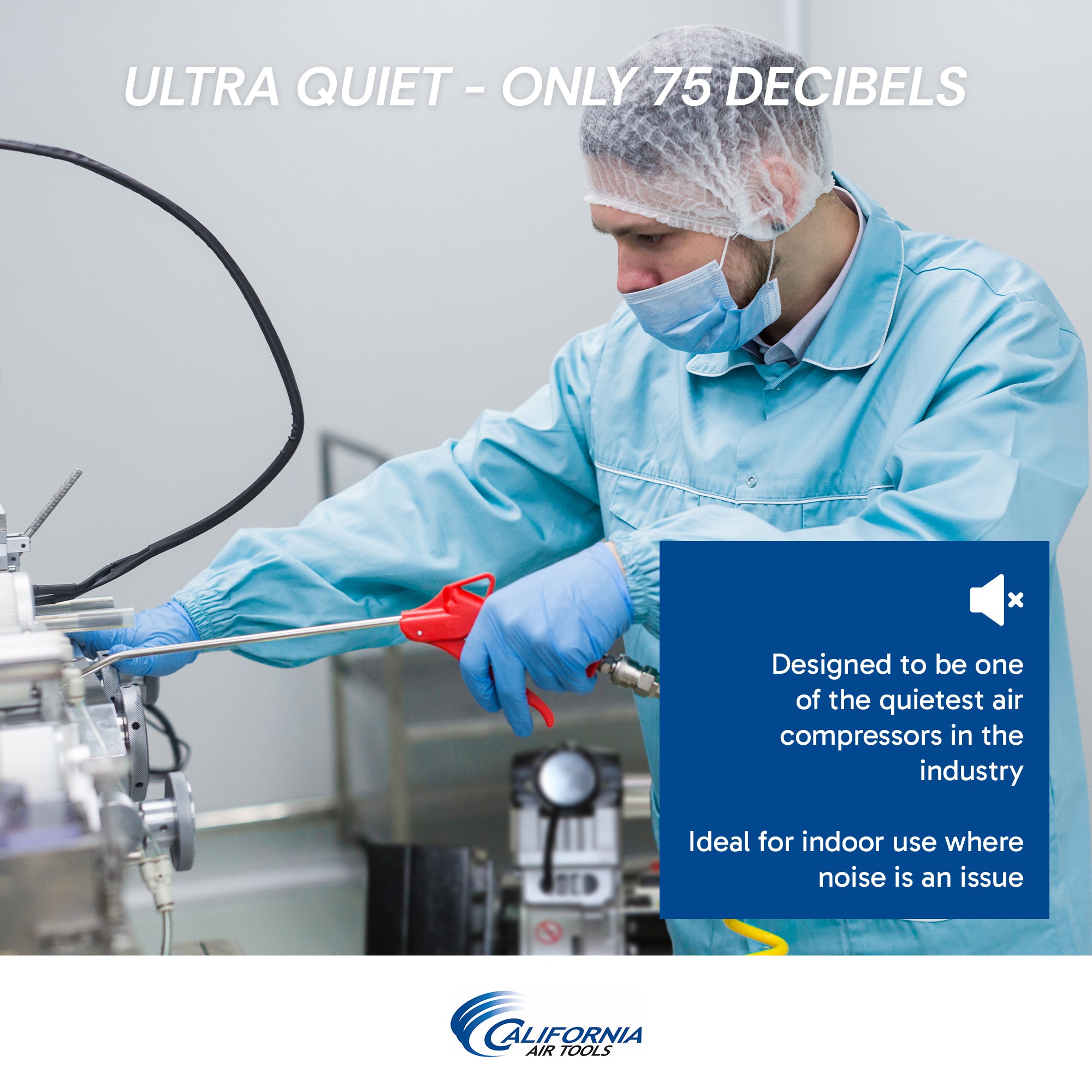 California Air Tools 4.0 Hp, 20.0 Gal. Steel Tank Air Ultra Quiet, Ultra Dry Oil-Free Compressor with Air Drying System & Auto Drain | CAT-20040DCADC