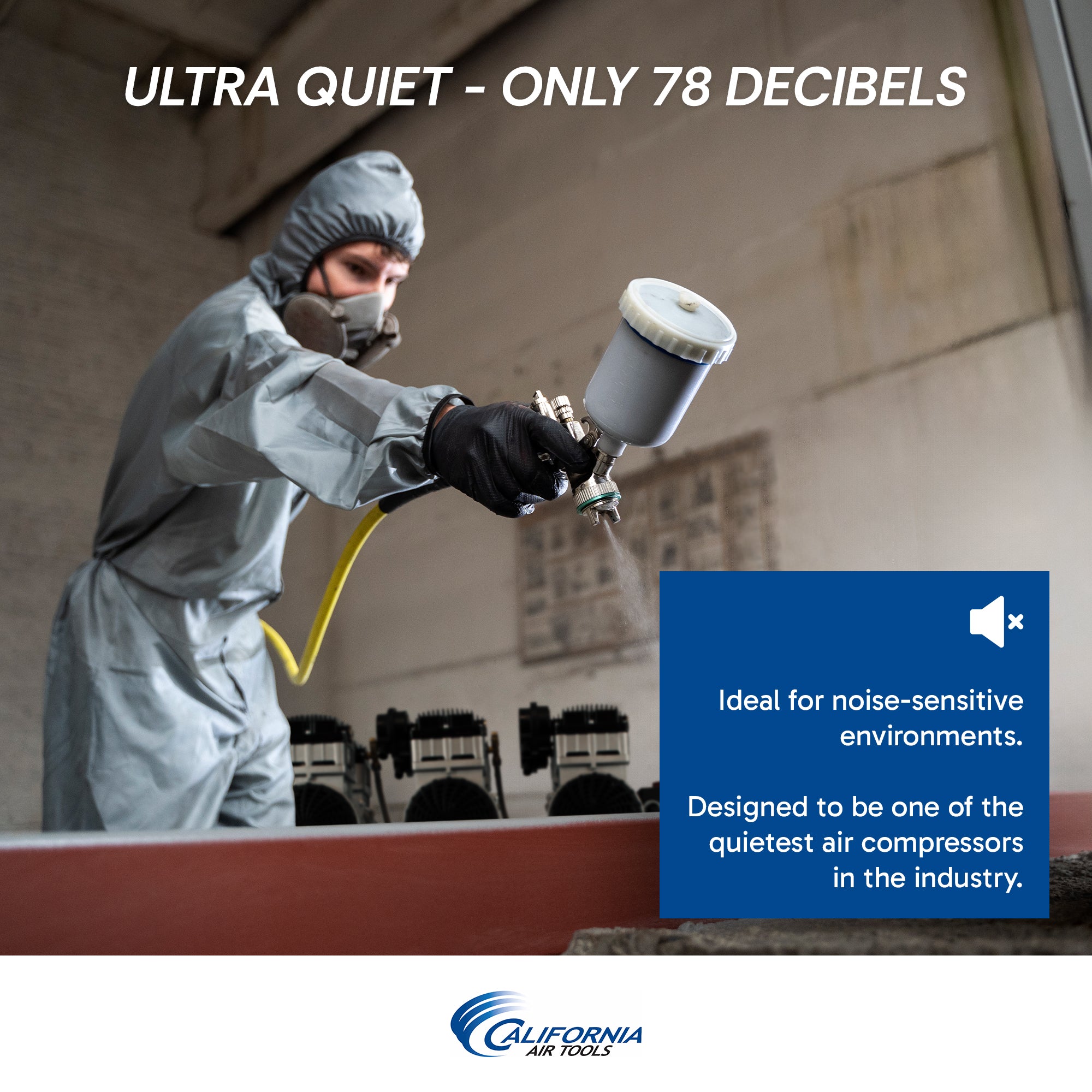 California Air Tools 6.0 Hp, 20.0 Gal. Steel Tank Ultra Quiet & Oil-Free Air Compressor with Auto Drain Valve | CAT-20060CAD