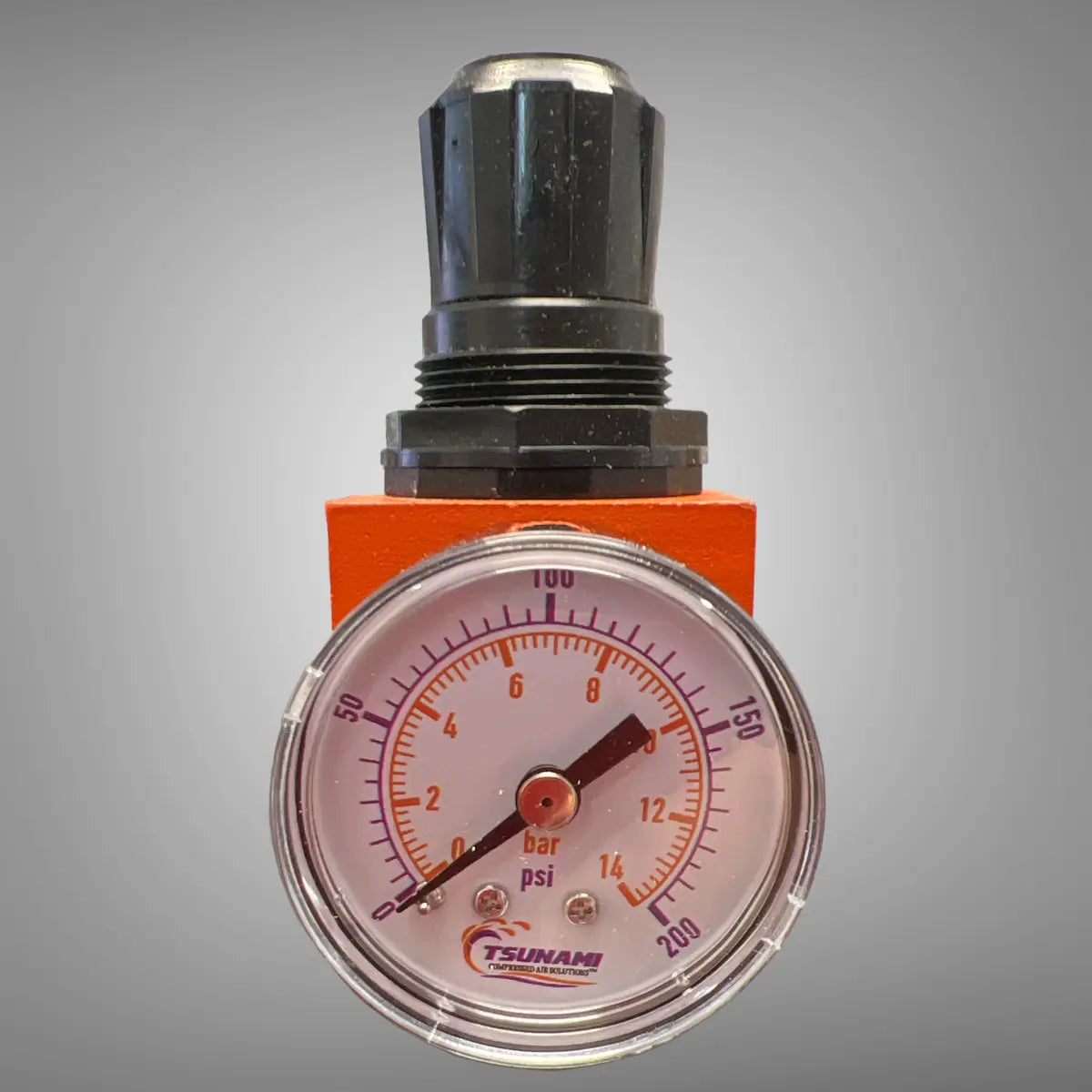 Tsunami all-metal piston pressure regulator with gauge