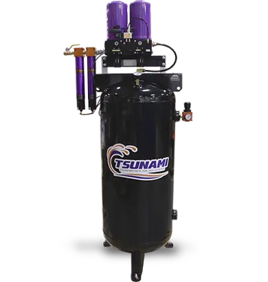 Tsunami Pure-10T tank-mounted regenerative desiccant air dryer on 60-gallon tank, 40 CFM