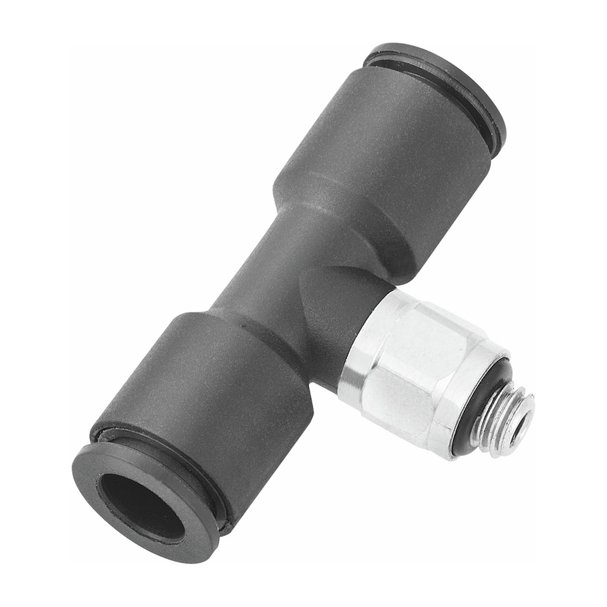 Prevost Conex micro male tee with push-to-connect ports and male threaded branch
