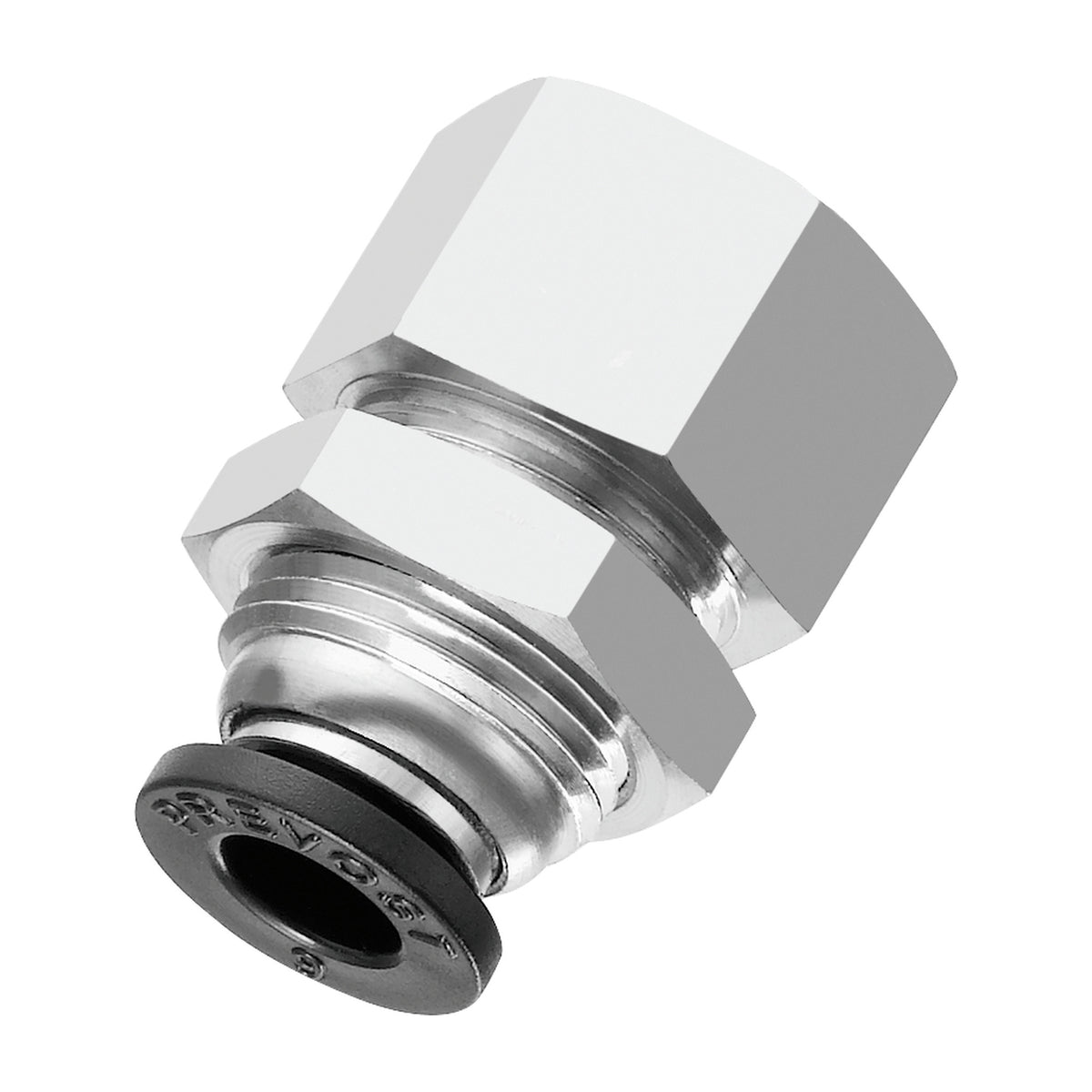Prevost Conex female bulkhead connector with panel lock nut and female threaded port