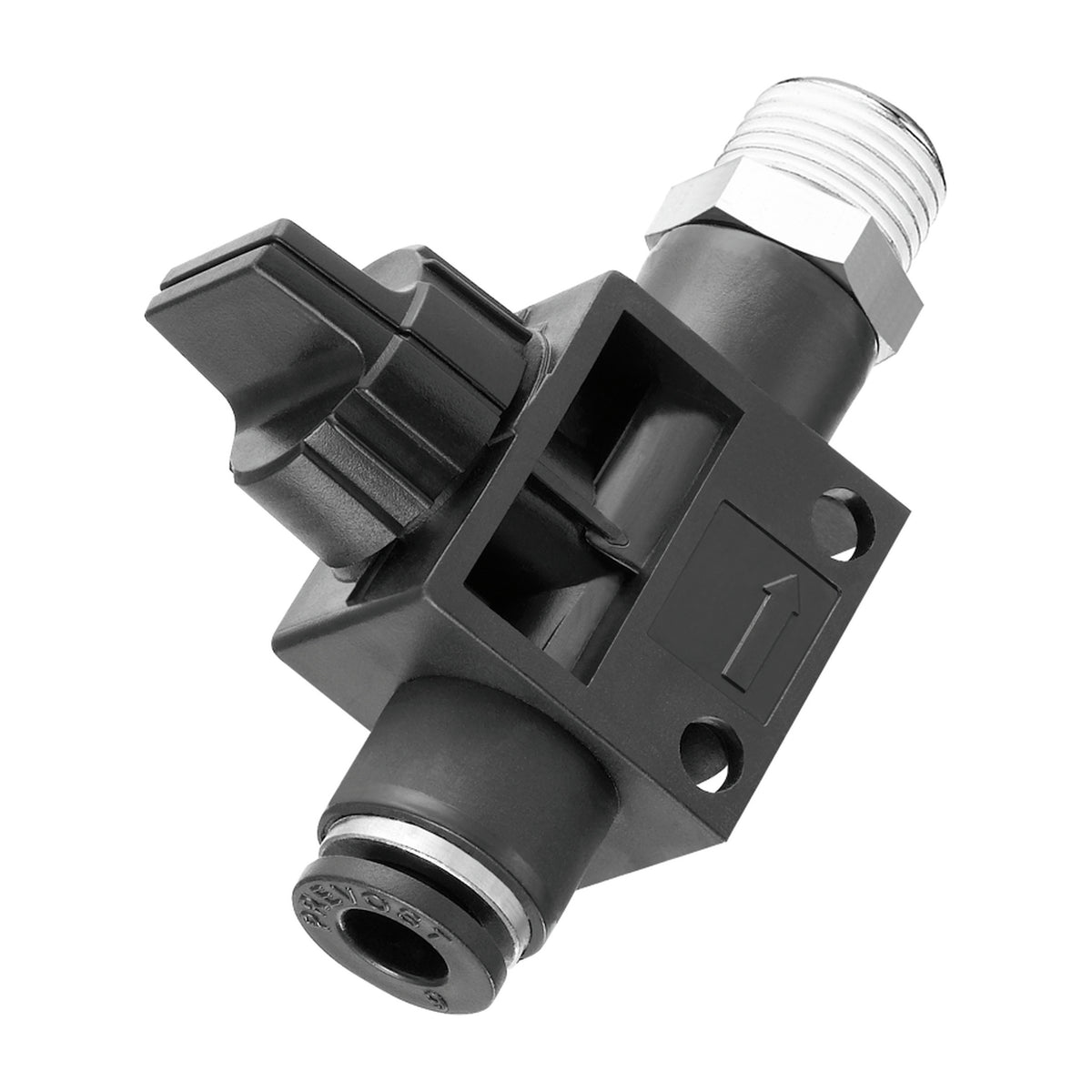 Prevost Conex three-way micro valve, tube in and thread out configuration
