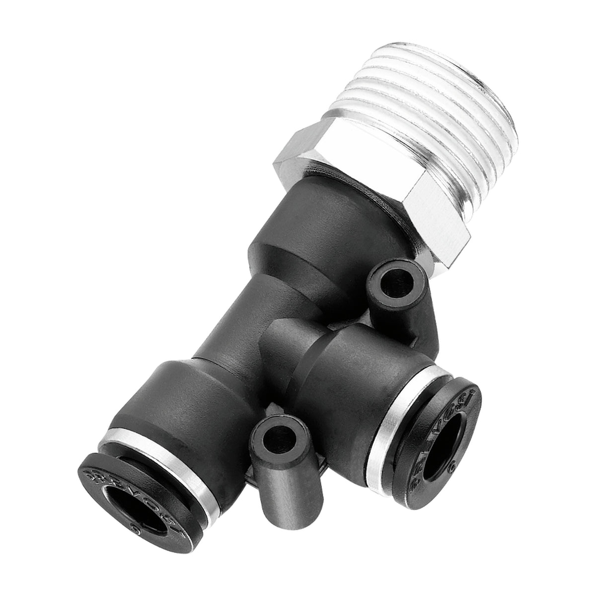 Prevost Conex male run tee push-to-connect fitting with NPT male thread