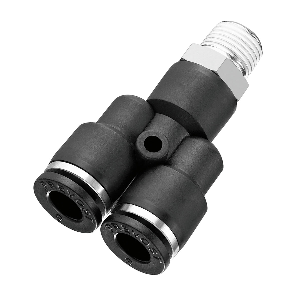 Prevost Conex male Y piece push-to-connect fitting with NPT male thread