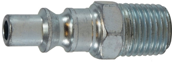 ARO 210 interchange male plug, 1/4 inch body, zinc-plated steel, MNPT end