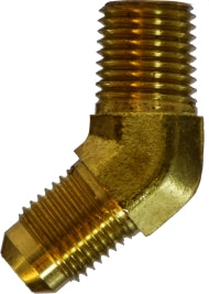 Forged brass 45 degree elbow, male JIC 37 degree flare to male NPT fitting