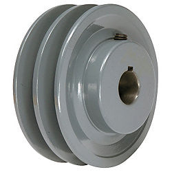 Double-groove B-section cast iron V-belt sheave with 5/8 inch fixed bore