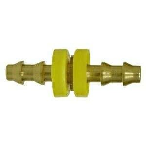Arrow Pneumatics brass push-on barb hose mender / splicer on white background
