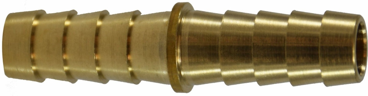 Solid brass double-barbed hose mender / splicer fitting