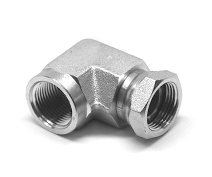 Steel 90° swivel female NPT × female NPT elbow fitting