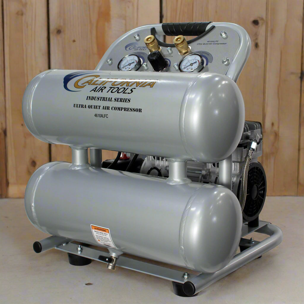 California Air Tools 1.0 Hp, 4.6 Gal. Aluminum Twin Tank Ultra Quiet & Oil-Free Air Compressor