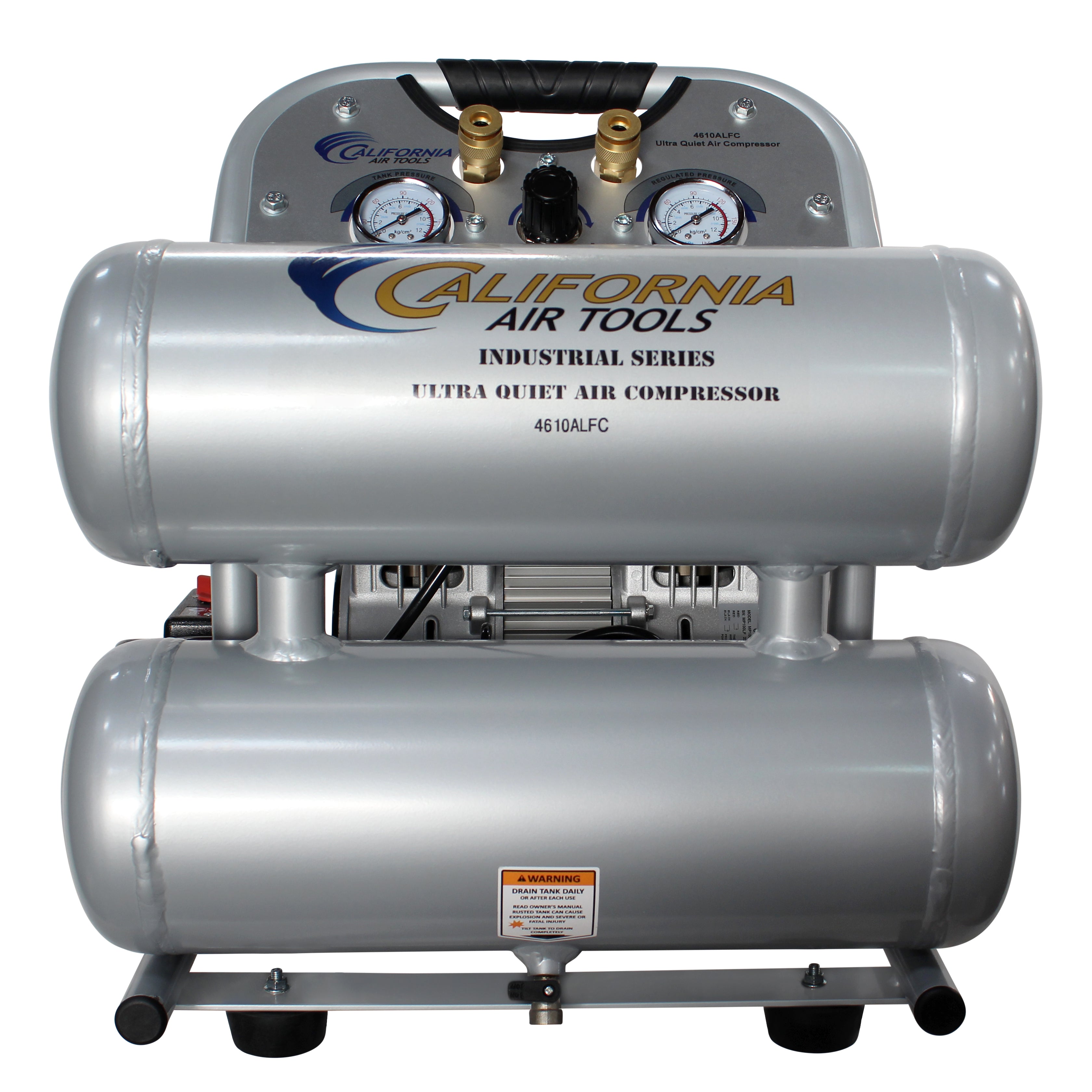 California Air Tools 1.0 Hp, 4.6 Gal. Aluminum Twin Tank Ultra Quiet & Oil-Free Air Compressor