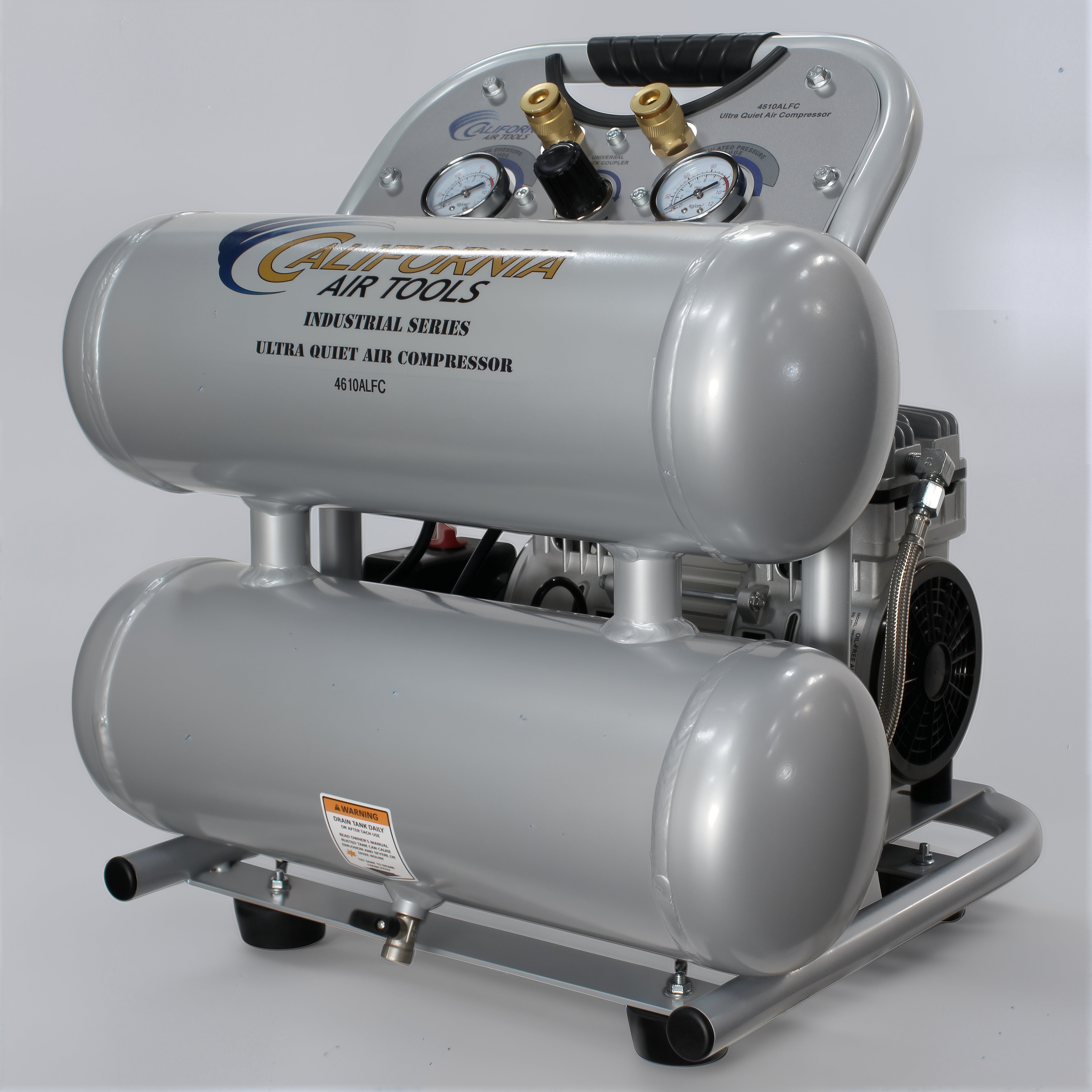 California Air Tools 1.0 Hp, 4.6 Gal. Aluminum Twin Tank Ultra Quiet & Oil-Free Air Compressor | CAT-4610ALFC