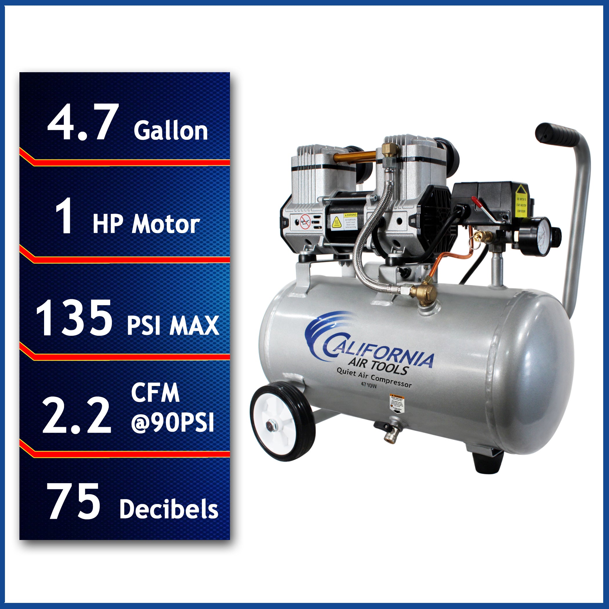 California Air Tools 4.7 Gal., 110 V 4710W Quiet Air Compressor