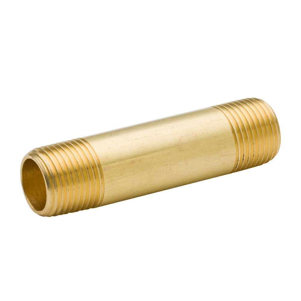 Brass long nipple with 1/8" MNPT male threaded ends, solid brass barstock