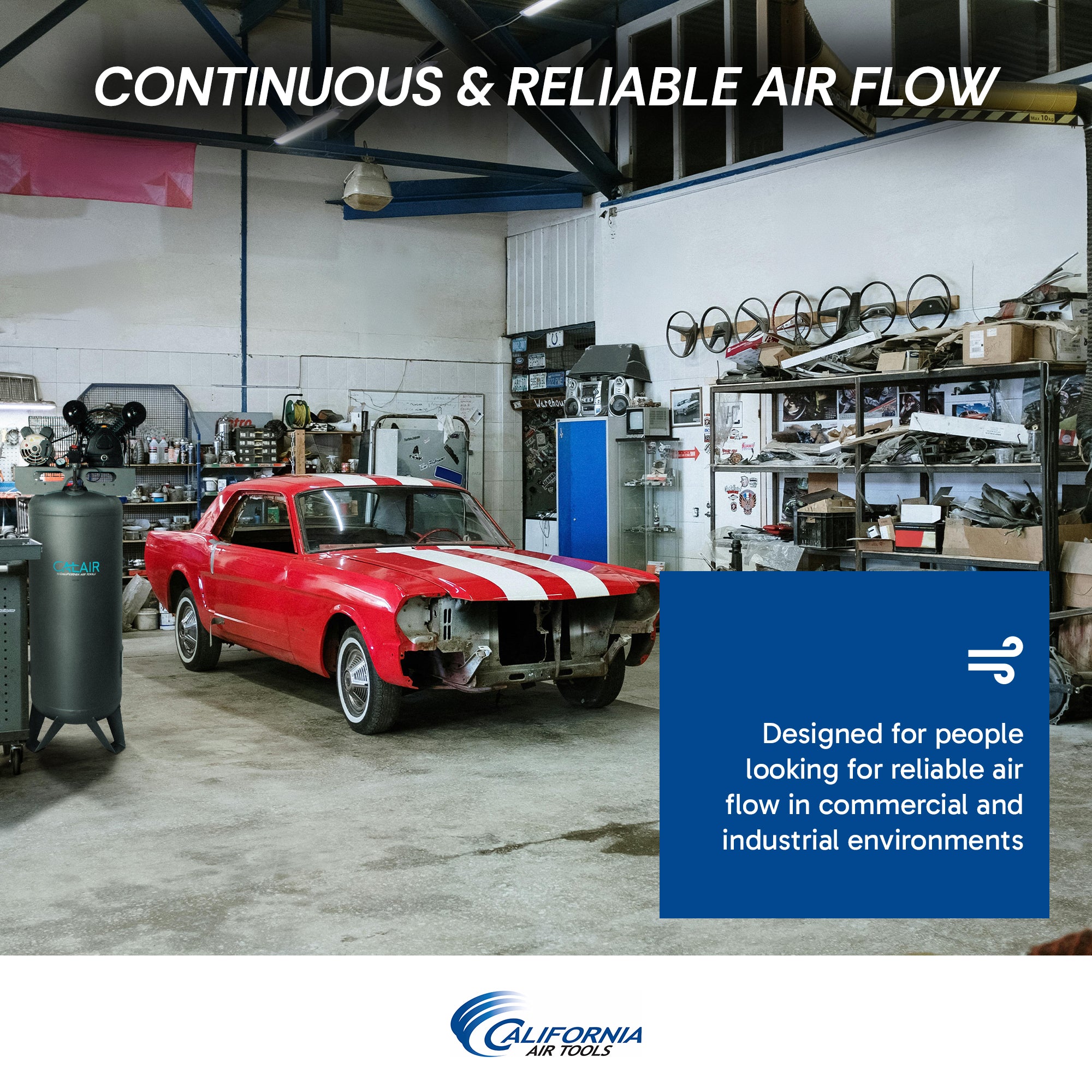 CALAIR 60 Gal 3.7 hp One-Stage Oil-Lubricated Belt Driven Air Compressor by California Air Tools - CALAIR-60037BD