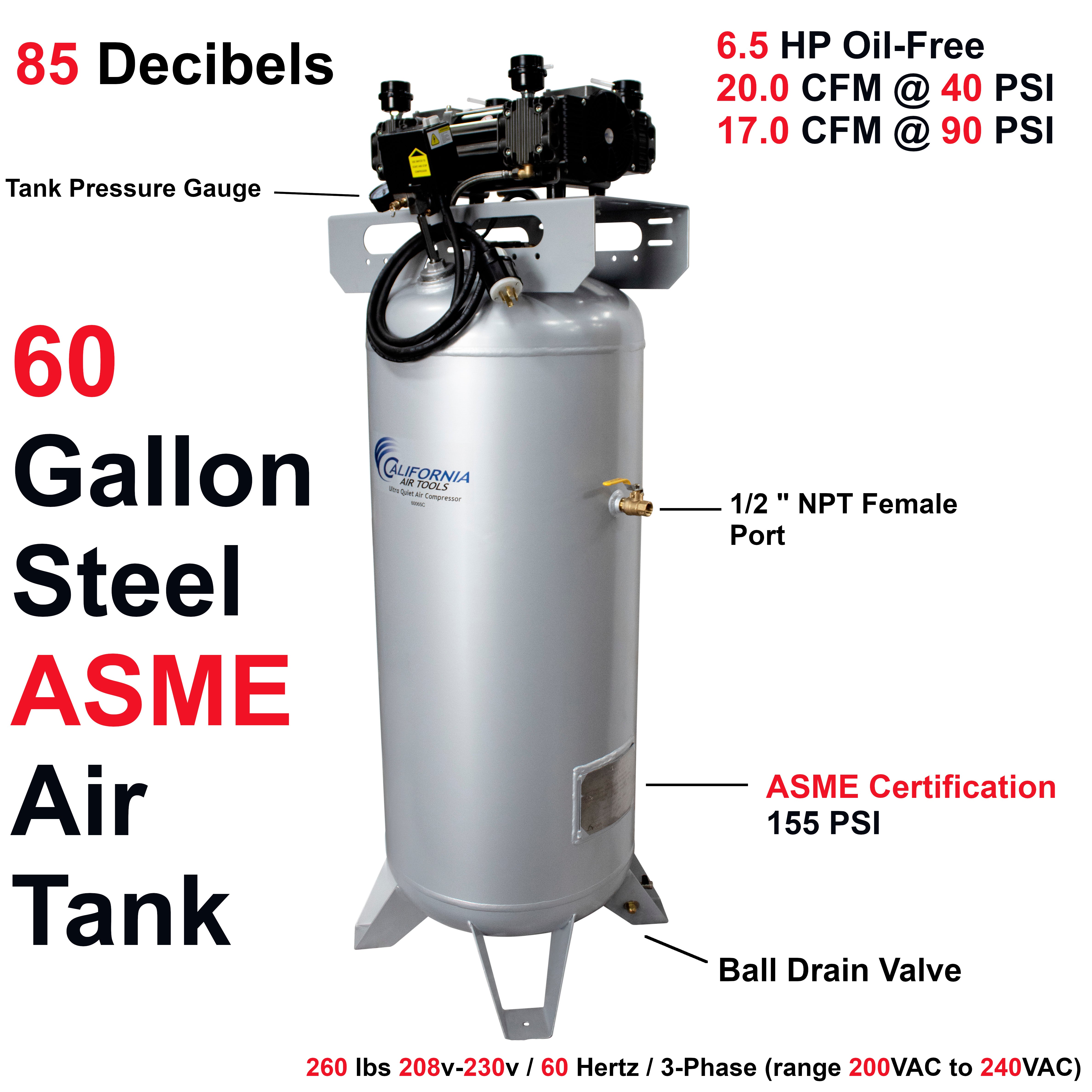 California Air Tools 60 gal 6.5 HP 3-phase Air Compressor