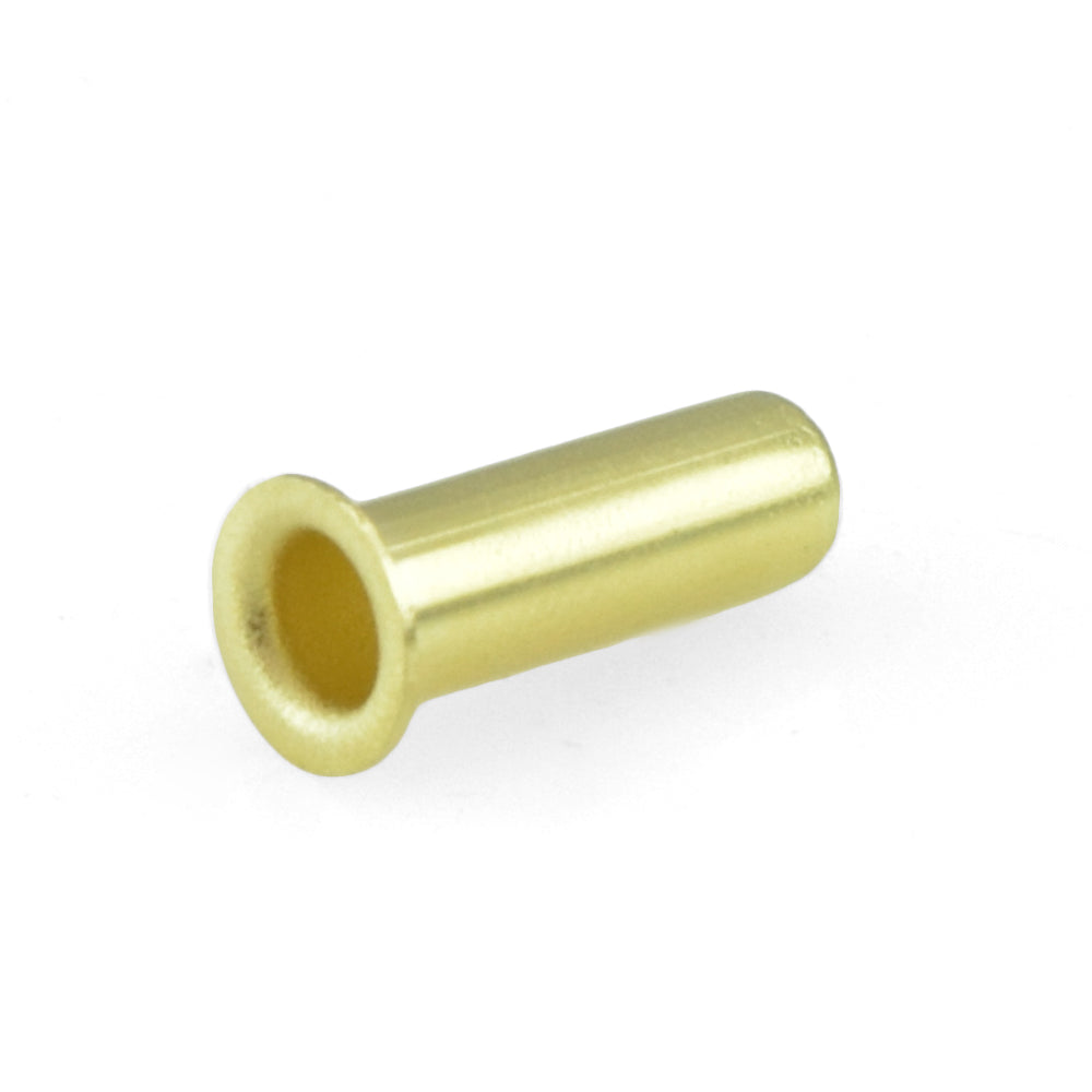 Brass compression insert tube support sleeve on white background