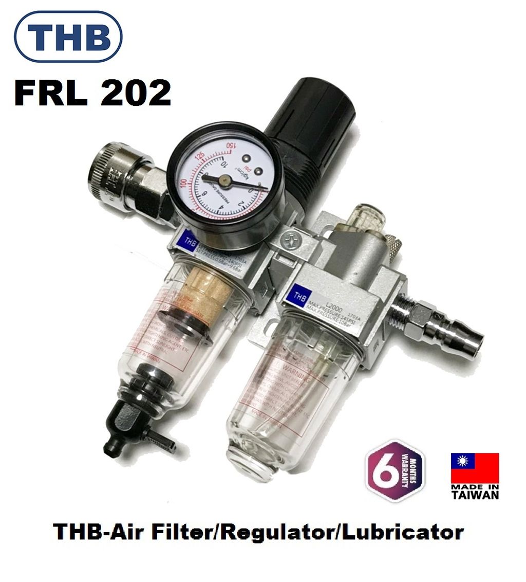 THB FRL202 Mini Filter/Regulator/Lubricator Combo 1/4" NPT