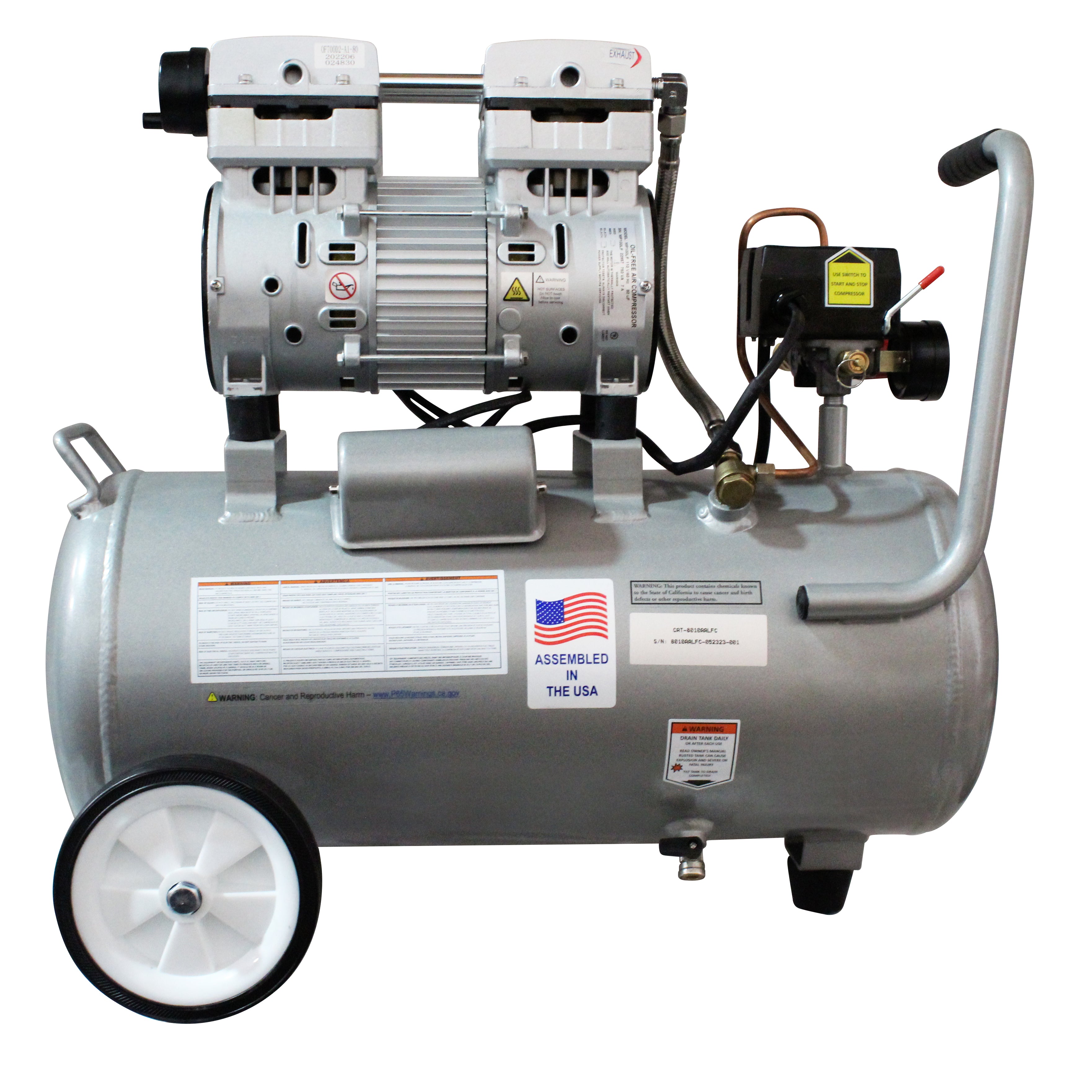 California Air Tools 1.0 Hp 8.0 Gal. Aluminum Tank Ultra Quiet & Oil-Free Air Compressor