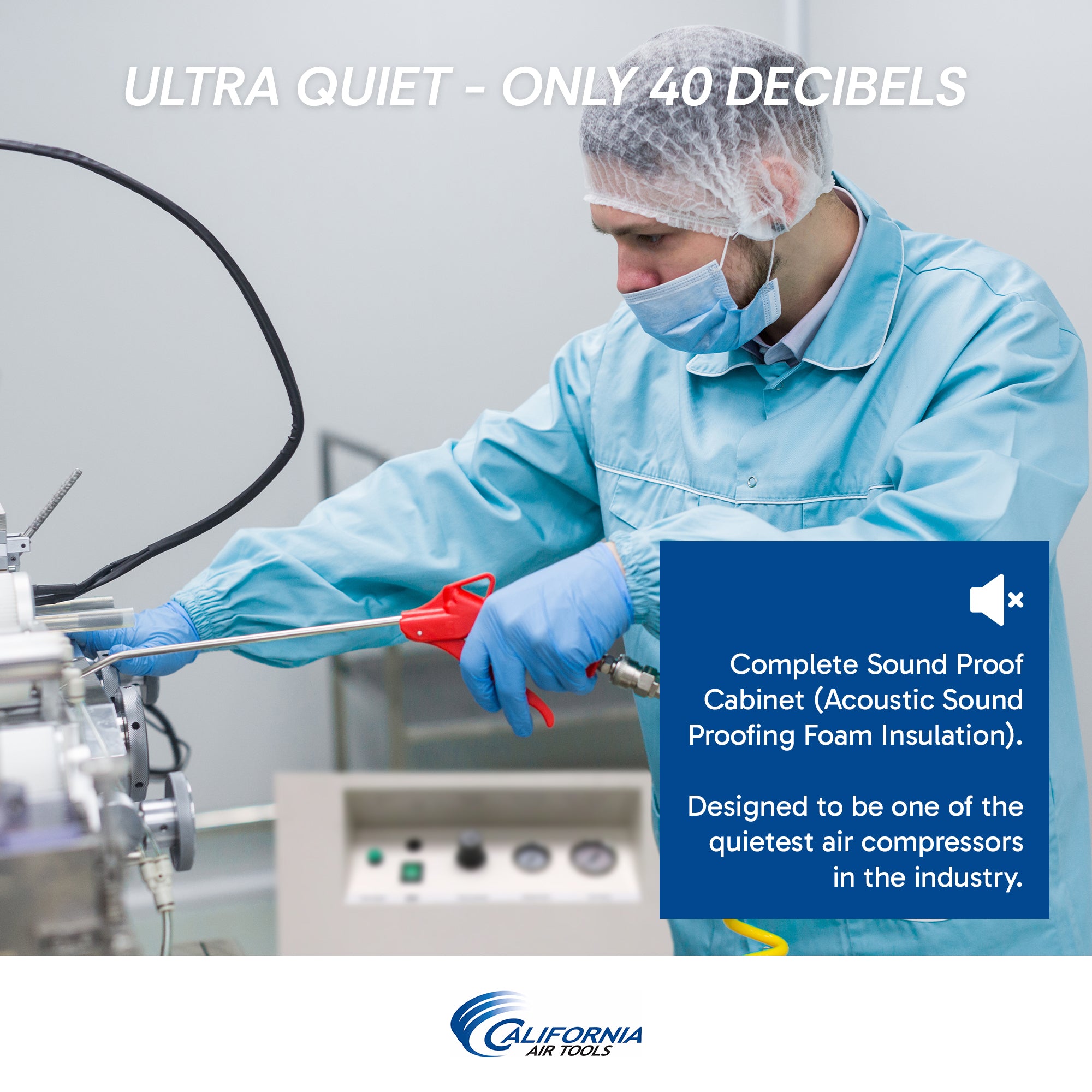 California Air Tools 1.0 Hp 8.0 Gal. Steel Tank Ultra Quiet & Oil-Free Air Compressor with Air Dryer in Sound Proof Cabinet | CAT-8010DSPC