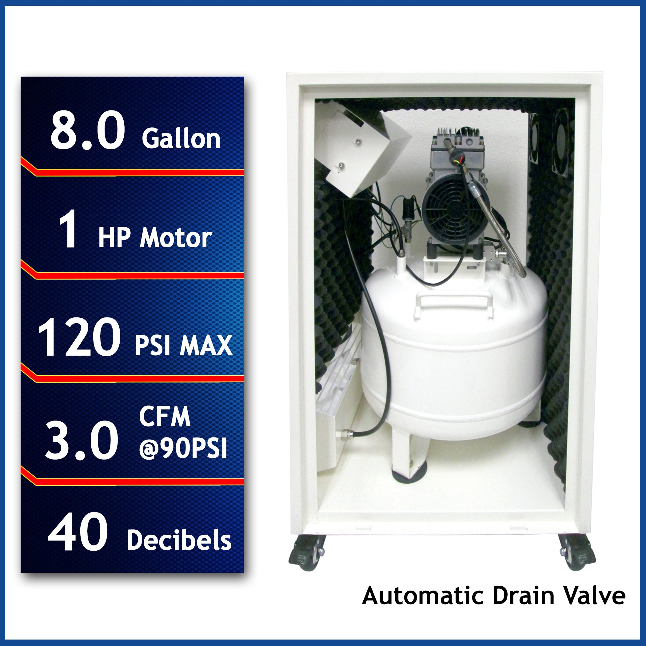 California Air Tools Ultra Quiet & Oil-Free 1.0 Hp 8.0 Gal. Steel Tank Air Compressor in Sound Proof Cabinet