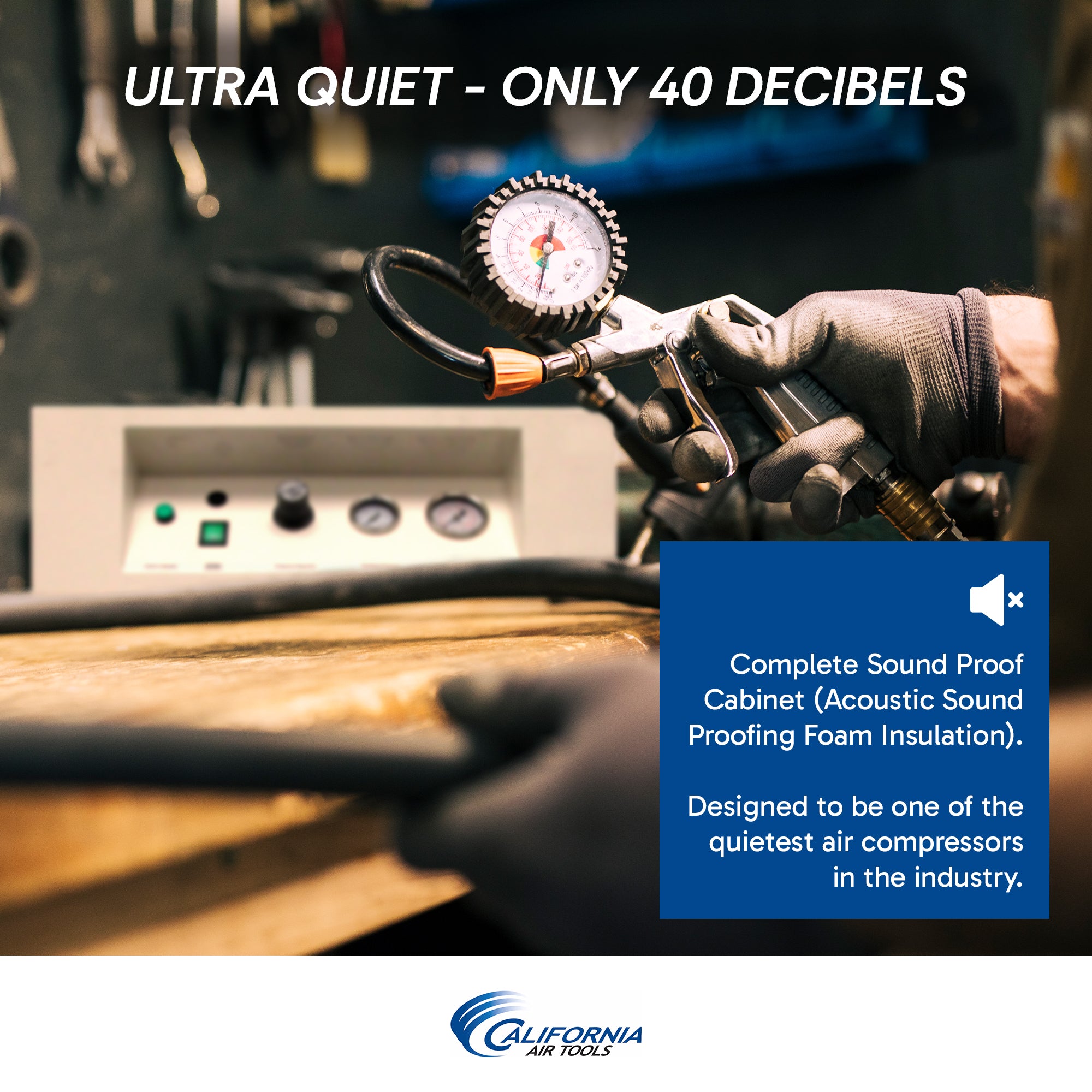 California Air Tools Ultra Quiet & Oil-Free 1.0 Hp 8.0 Gal. Steel Tank Air Compressor in Sound Proof Cabinet