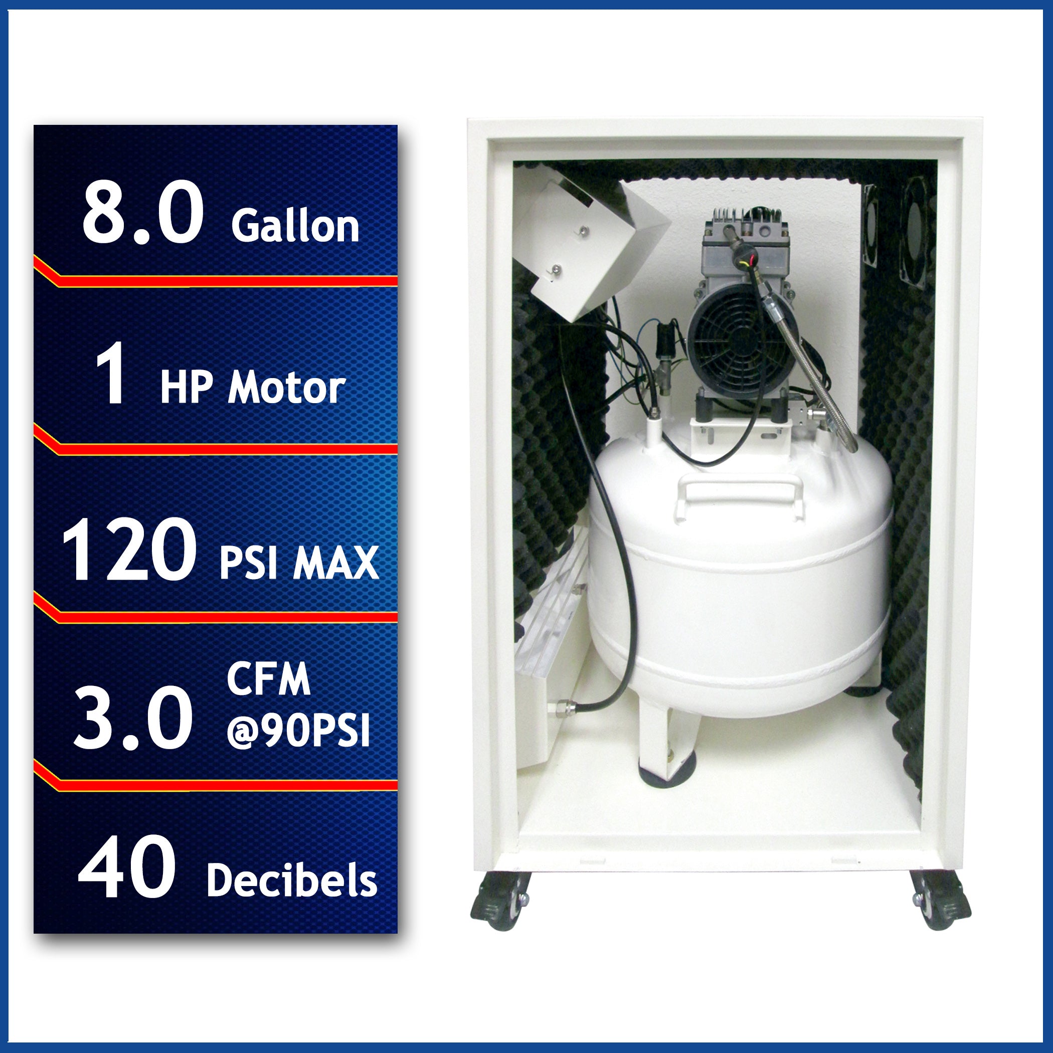 California Air Tools 1.0 Hp 8.0 Gal. Steel Tank Ultra Quiet & Oil-Free Air Compressor in Sound Proof Cabinet