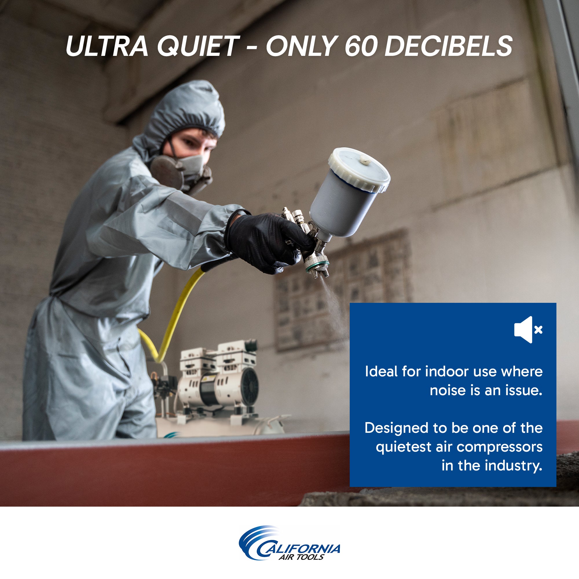 California Air Tools 1.0 Hp, 8.0 Gal. Steel Tank Ultra Quiet & Oil-Free Air Compressor | CAT-8010