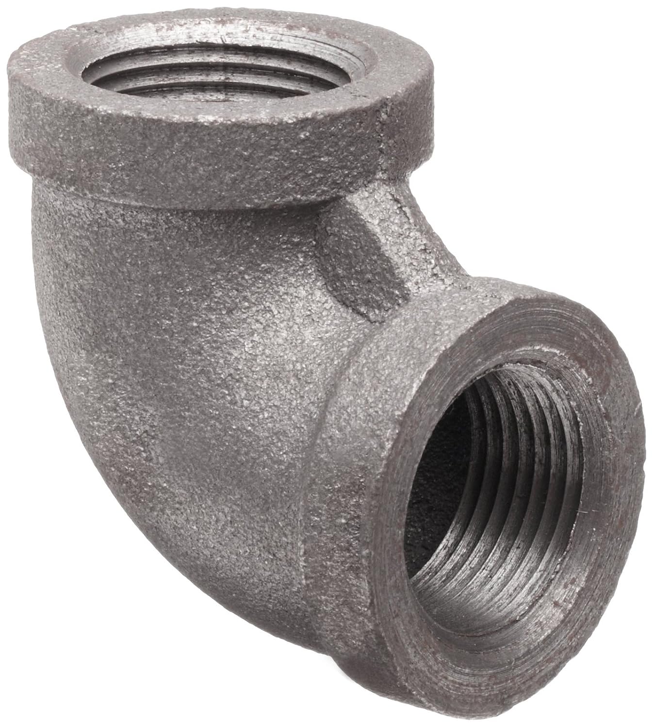 Steel 90 degree female elbow pipe fitting, FNPT threads both ends, black finish
