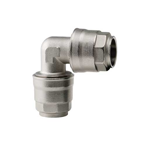 Champion Quick-Lock nickel-plated brass 90 degree union elbow for aluminum compressed air pipe
