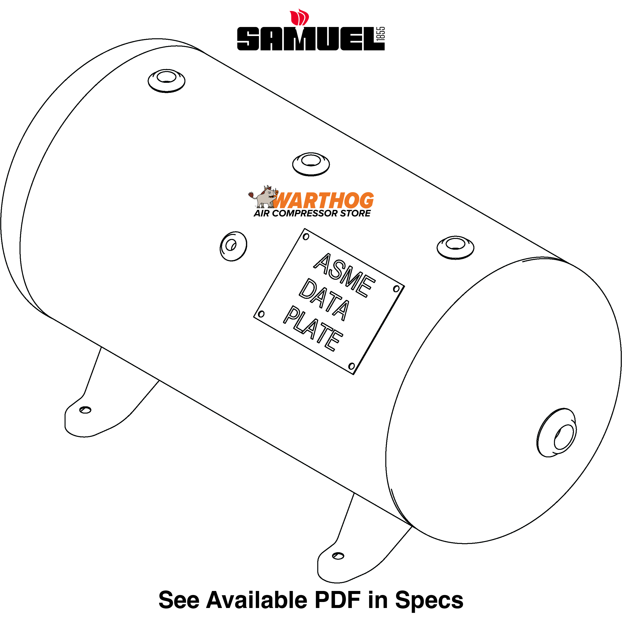 12 Gallon 200PSI Horizontal Air Tank By Samuel | A10023