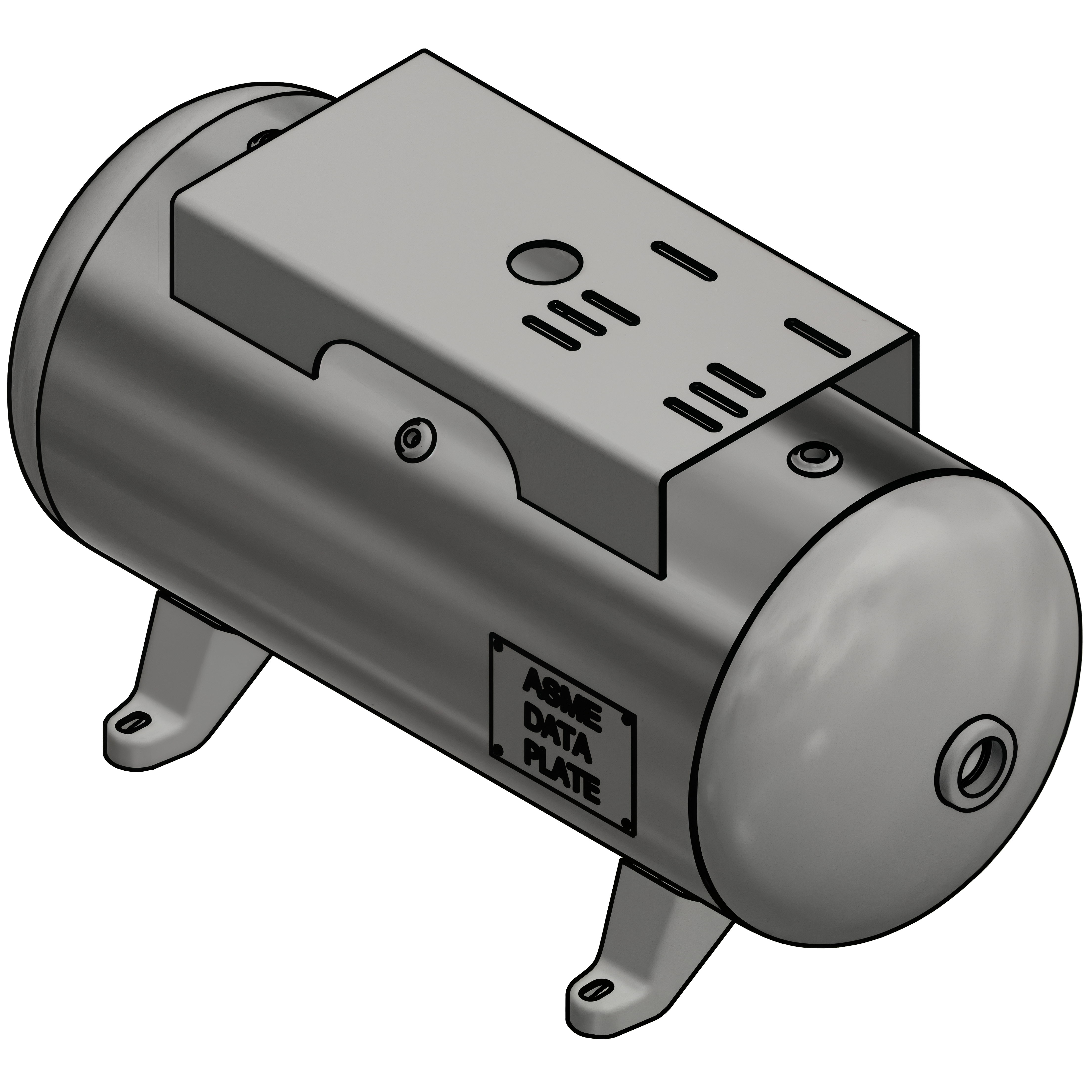 20 Gallon 200PSI Horizontal Air Tank By Samuel with Feet, 10" X 19" top plate | A10026