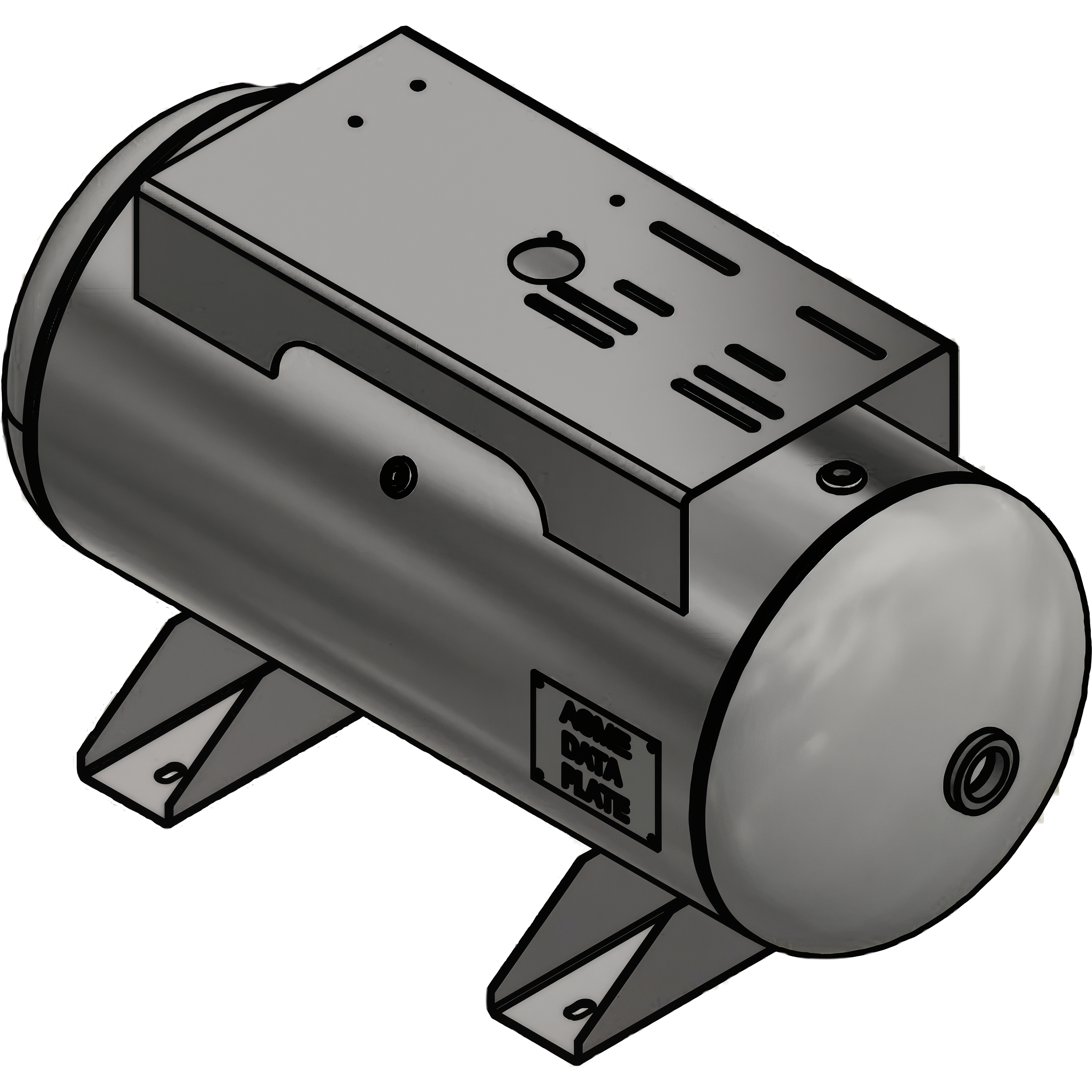 30 Gallon 200PSI Horizontal Air Tank By Samuel with Saddle legs, 12"X24" top plate | A10028